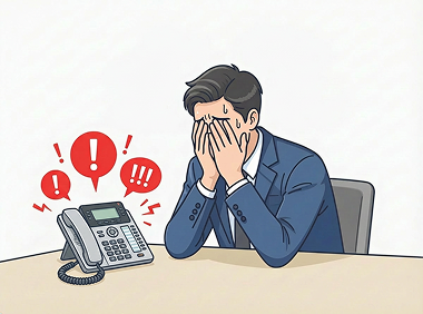 福岡での資金繰りが悪化し催促が止まらない状況を表したイラスト